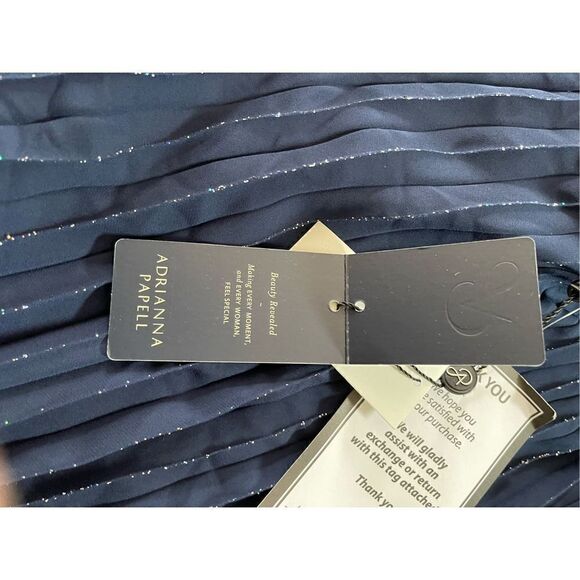 Womens Navy Metallic Pull On Styling Tea-Length Cocktail Pleated Skirt - Picture 8 of 8